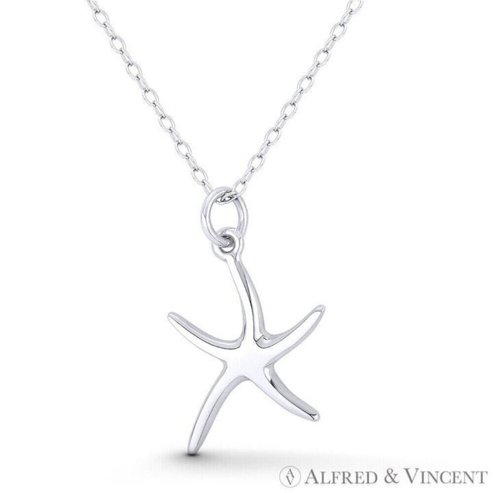 Starfish Ocean Sealife Charm Pendant in .925 Sterling Silver